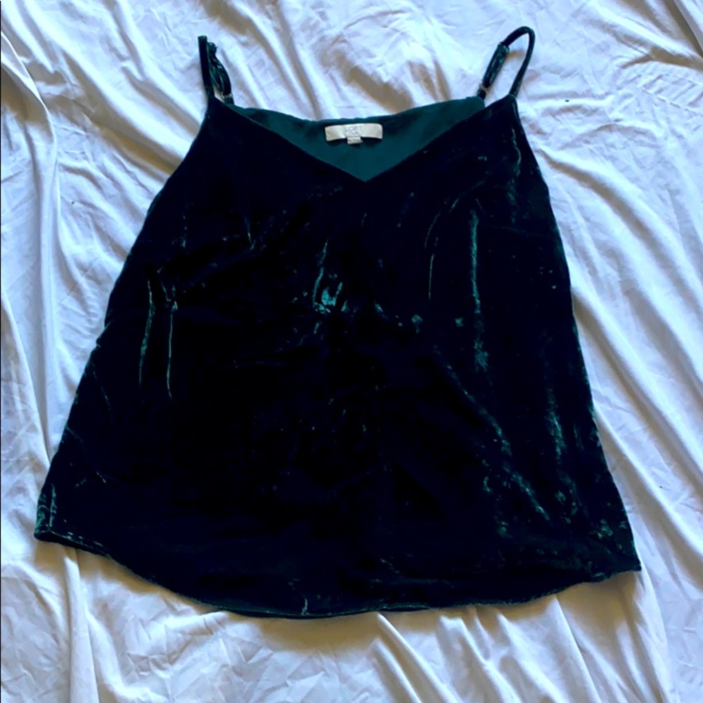 Green velvet spaghetti strap tank